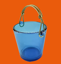 Load image into Gallery viewer, Atelier Berolina Blue Glass Ice Bucket with Gold Handle – 1990s Vintage Barware.
