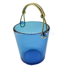 Load image into Gallery viewer, Atelier Berolina Blue Glass Ice Bucket with Gold Handle – 1990s Vintage Barware.
