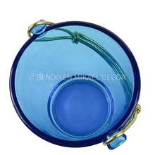 Load image into Gallery viewer, Atelier Berolina Blue Glass Ice Bucket with Gold Handle – 1990s Vintage Barware.
