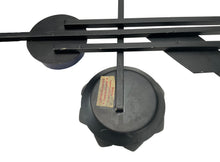 Load image into Gallery viewer, Close-up of a black metal object with a label on a white background. Svend Aage Holm Sørensen Brutalist Cast Iron Wall Sculpture with Coloured Glass, Dantoft Denmark 1960s
