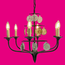 Load image into Gallery viewer, Svend Aage Holm Sørensen – Midcentury Viking Chandelier in Cast Iron, 6 Arms, Scandinavian Modern
