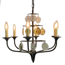 Load image into Gallery viewer, Svend Aage Holm Sørensen – Midcentury Viking Chandelier in Cast Iron, 6 Arms, Scandinavian Modern
