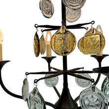 Load image into Gallery viewer, Svend Aage Holm Sørensen – Midcentury Viking Chandelier in Cast Iron, 6 Arms, Scandinavian Modern
