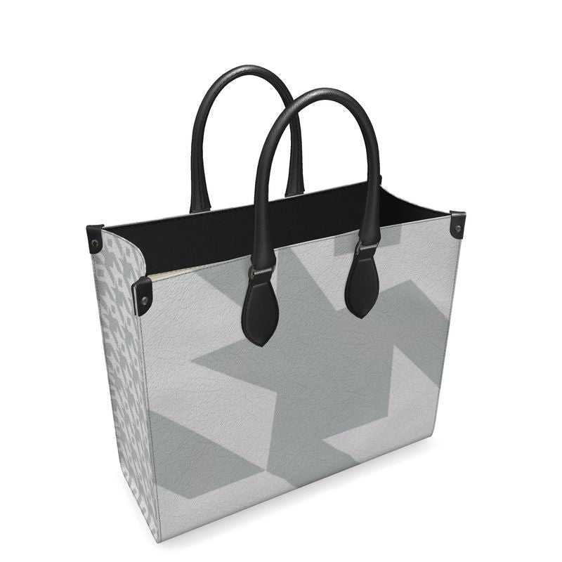 City Shopper Bag, Grey Houndstooth Maxi